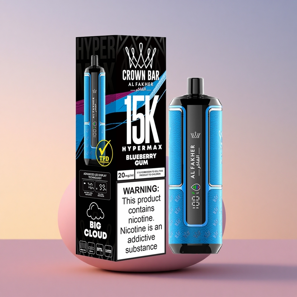 Al Fakher Crown Bar 15K Hypermax Borovnična guma 22ml Tip-C 600mAh