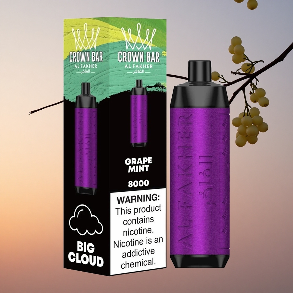 Al Fakher Crown Bar 8000 Crystal Grozdova Meta z 8000 Pufi in 5mg Nikotina