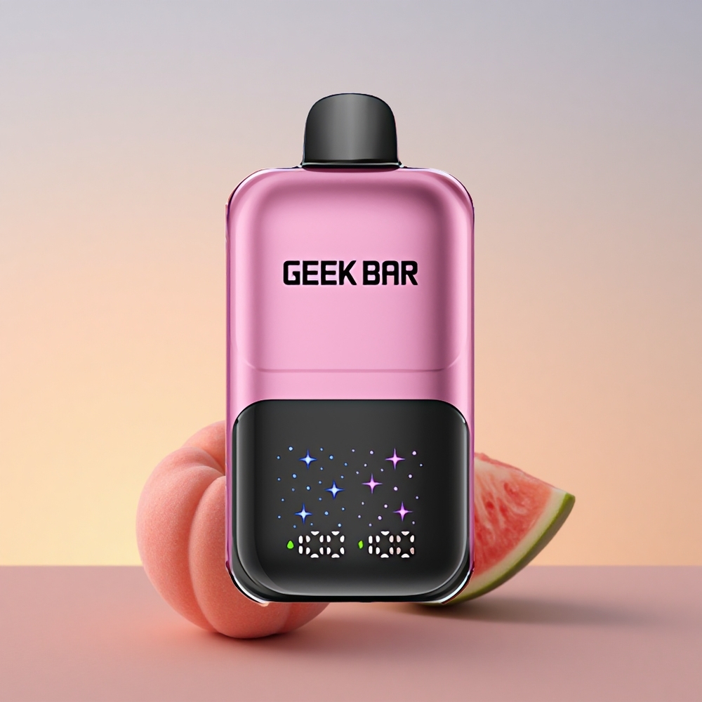 GEEK BAR 2GO 20ml 50000 Puffs Breskeva & Lubenica Interaktivni Velik Zaslon 3-Stopenjsko Prilagodljiv Okus/Hladnost 20mL Dvojni Rezervoar