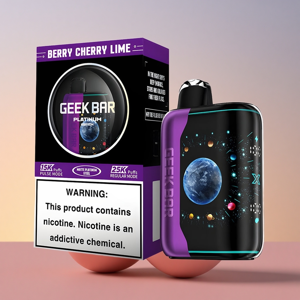 GEEK BAR Platinum Edition 25000 Puffs Jagoda Češnja Limeta z Dvojno Mrežno Tuljavo in Hitrim Polnjenjem