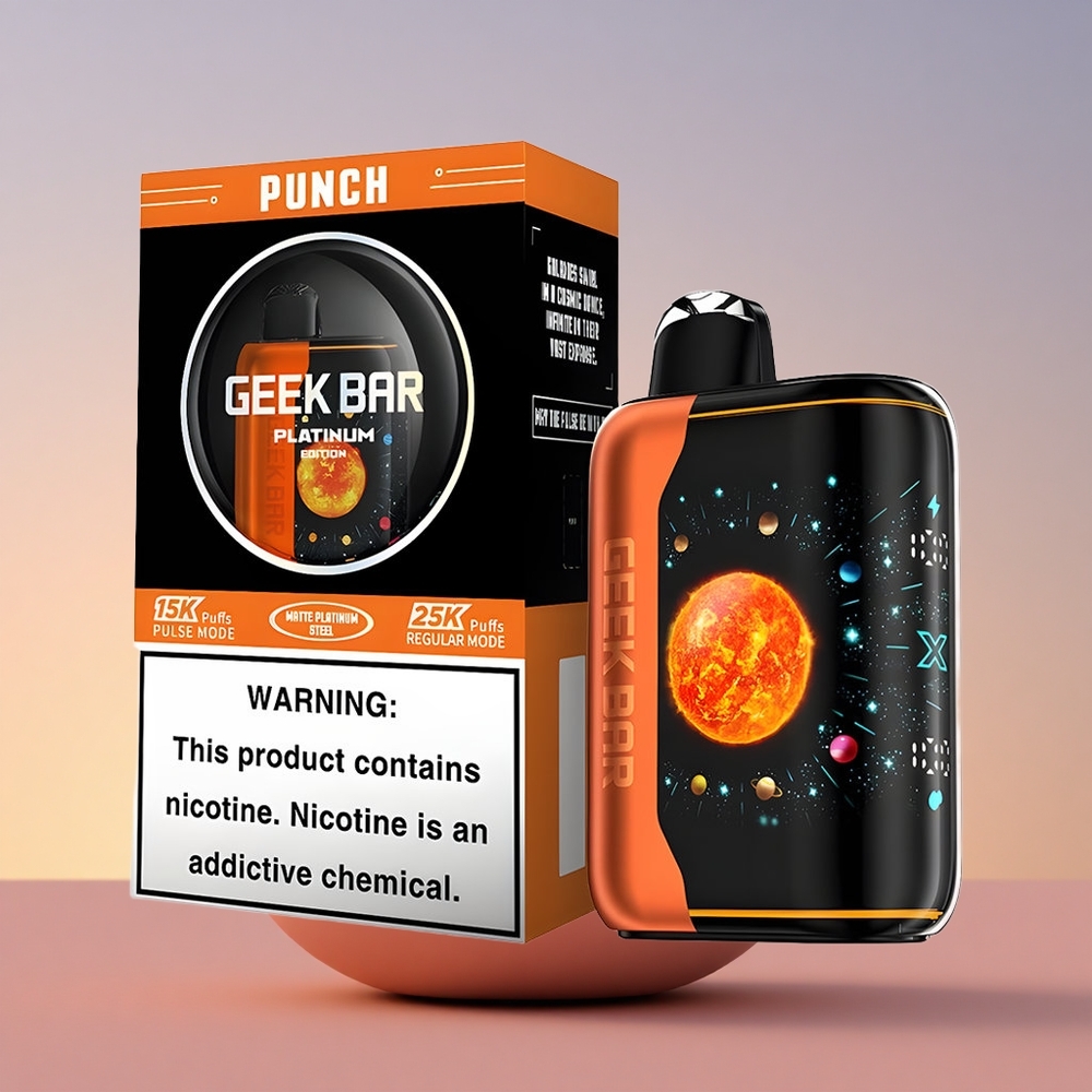 GEEK BAR Platinum Edition 25000 Puffs \"Platinasti Udar z Dvojno Mrežo in Hitrim Polnjenjem\"