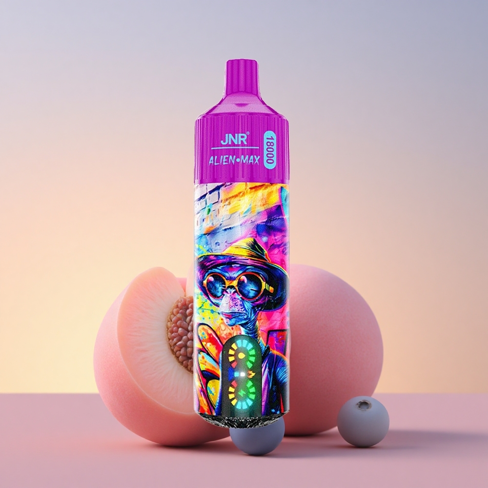 JNR Alien Max 18000 Breskva Borovnica Candy z Dvojno Mrežno Tuljavo in Hitrim Polnjenjem