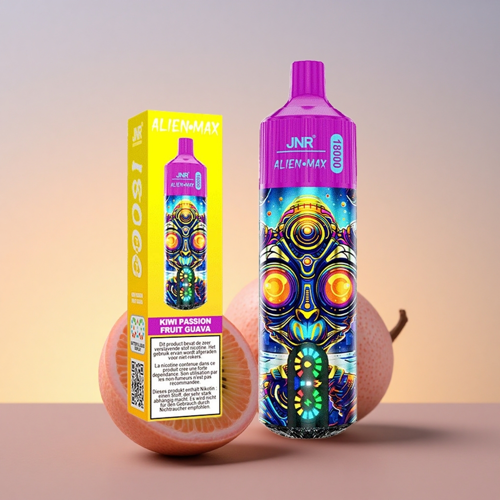 JNR Alien Max 18000 Kivi Pasijonasta Guava z Dvojno Mrežno Tuljavo in Hitrim Polnjenjem Tip-C