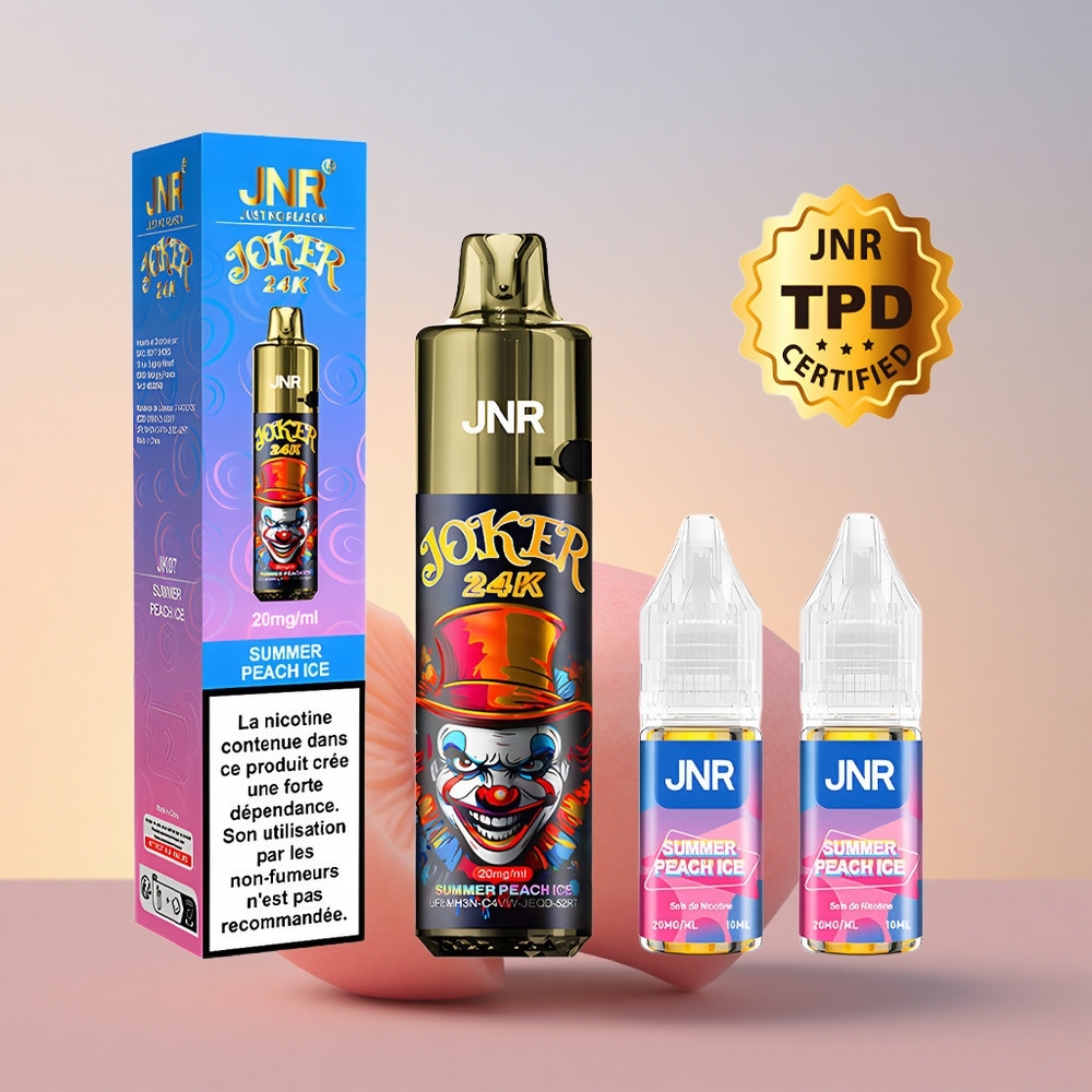 JNR Joker 24K Poletna Breskva Led z Vidnim Nivojem E-tekočine in 2% Nikotina