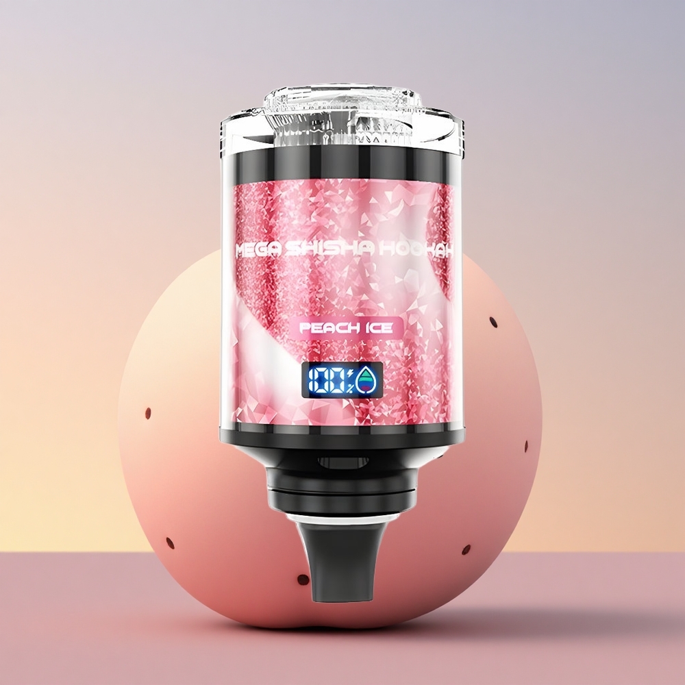 JNR Mega Shisha Hookah 100K Breskva Led z 60ml Kapaciteto in Nastavljivim Zračnim Tokom