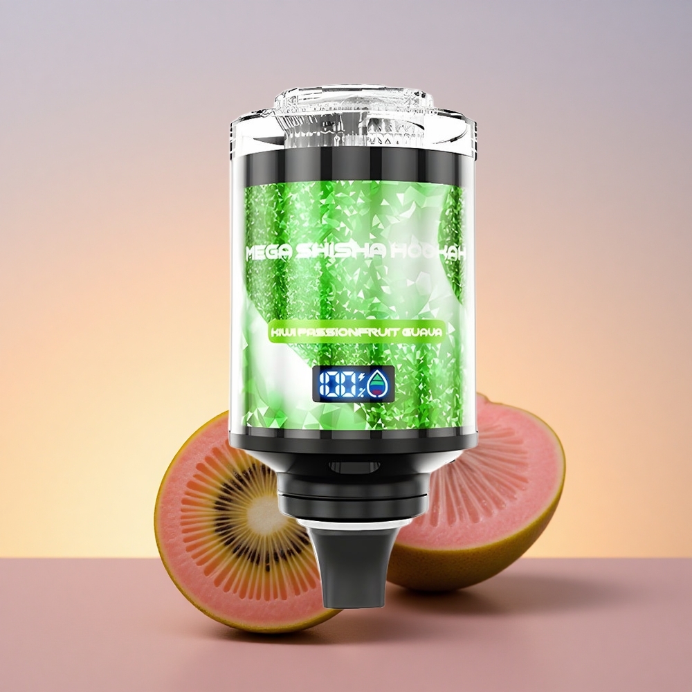 JNR Mega Shisha Hookah 100K Navadni kivi, pasijonka, guava z 2200mAh baterijo in nastavljivim zračnim tokom