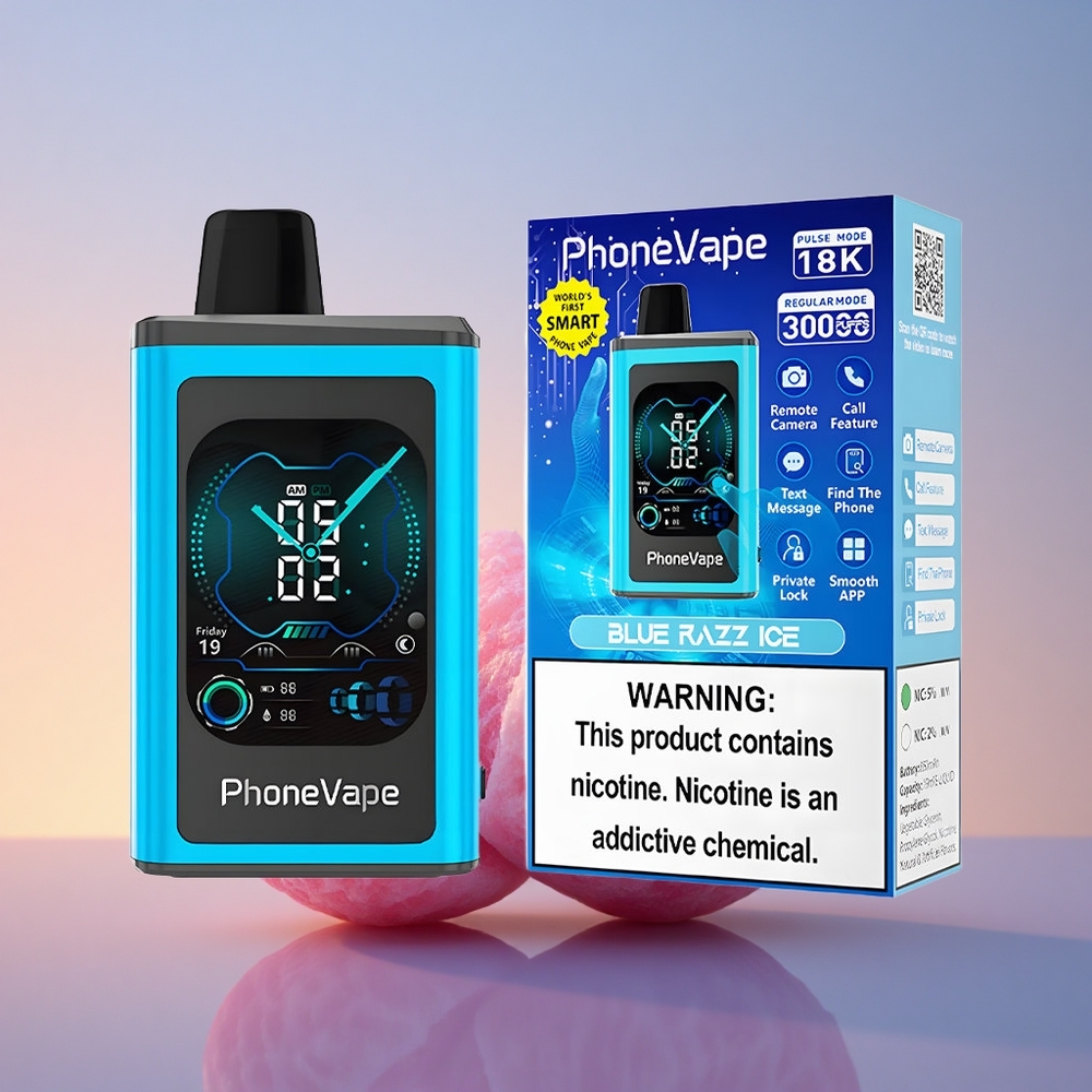 JNR PhoneVape 30000 Modra Malina Led s Turbo Načinom in Nastavljivim Zračnim Tokom