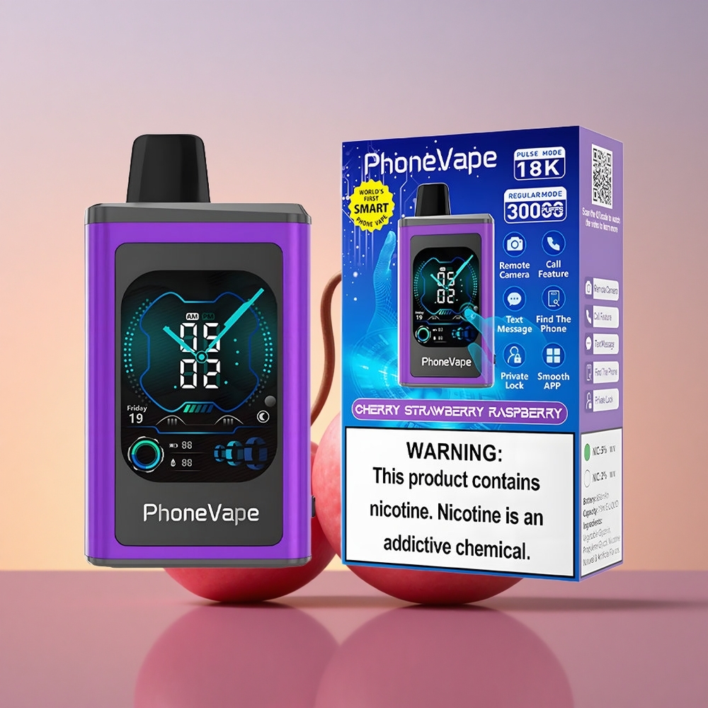 JNR PhoneVape 30000 Češnja Jagoda Malina Turbo Način Prilagodljiv Pretok Zraka
