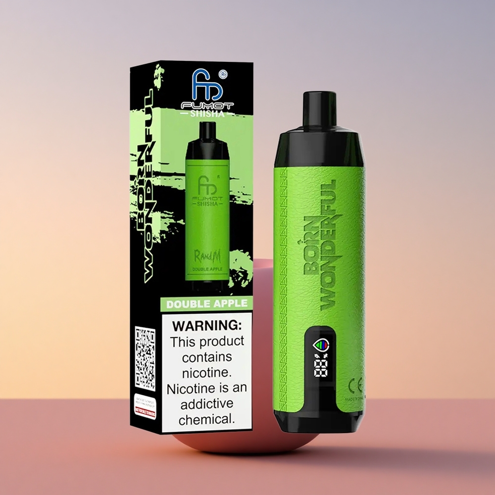 RandM Fumot Shisha 10000 Puffs Dvojno Jabolko z 18ml E-tekočino in 0,6ohm Mrežno Tuljavo
