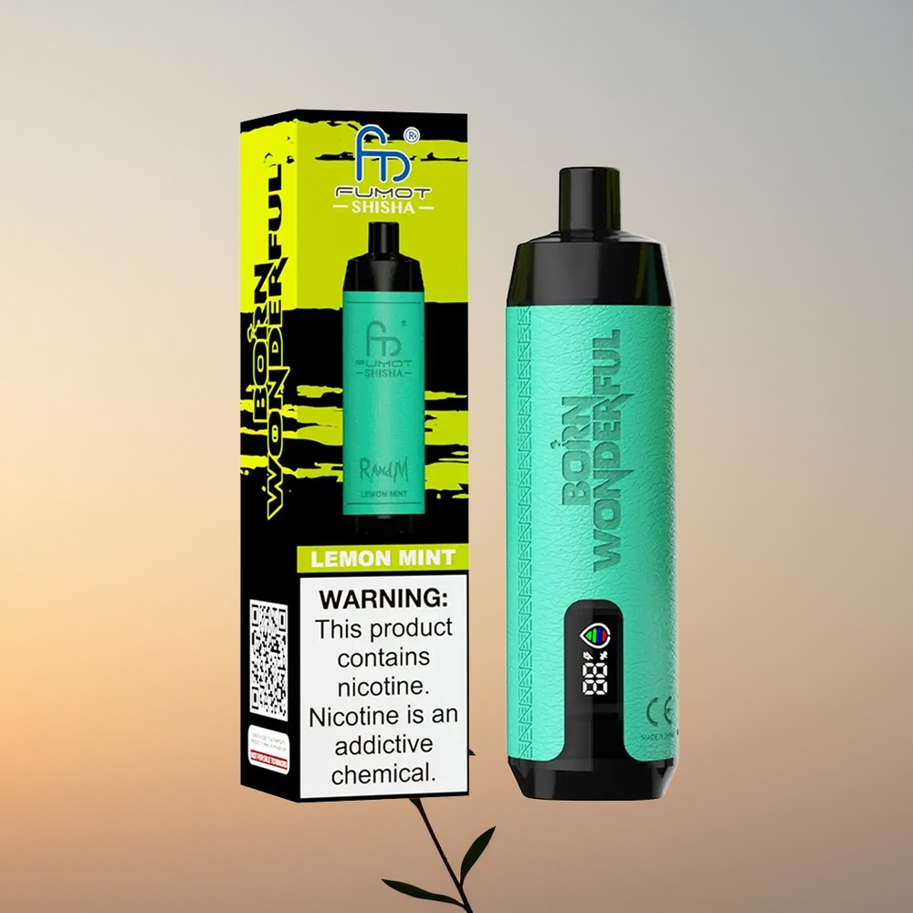 RandM Fumot Shisha 10000 Puffs Limeta Meta z LED Indikatorjem, 18ml E-tekočine, 0,6ohm Mrežna Tuljava
