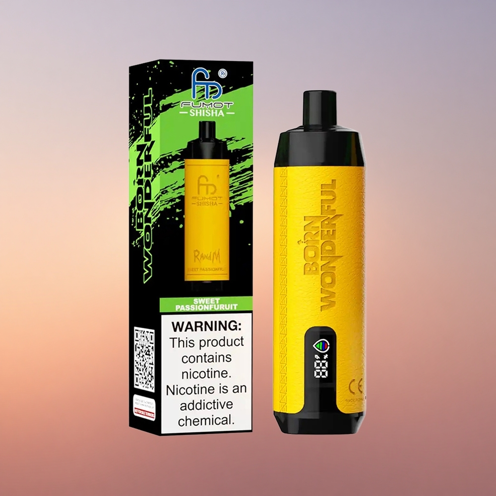RandM Fumot Shisha 10000 Puffs Sladka Pasijonka z 0,6ohm Mesh Ovojnico in LED Indikatorjem