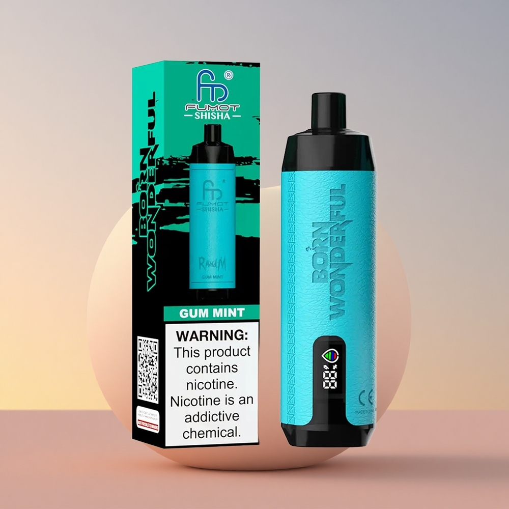RandM Fumot Shisha 10000 Puffs Žvečilni Mentol z LED Indikatorjem in 0,6ohm Mesh Tuljavo