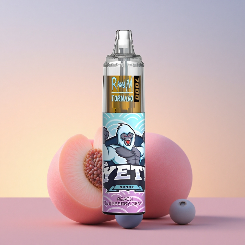 RandM Fumot Tornado 7000 Puffs Breskeva Borovnica Bonbon 14 ML Mrežasta Tuljava