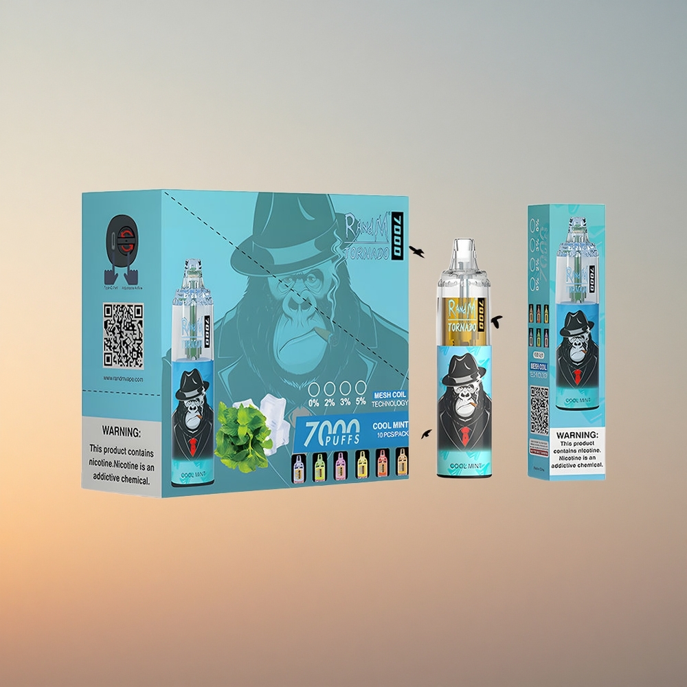 RandM Fumot Tornado 7000 Puffs Hladna Meta 7000 Pufov Zrak-Nastavljiv Tip-C Mrežasta Tuljava