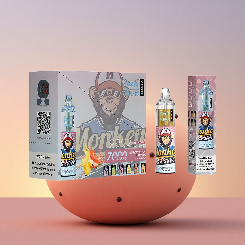 RandM Fumot Tornado 7000 Puffs Jagoda Banana Tipkovni Coil 14ML RGB