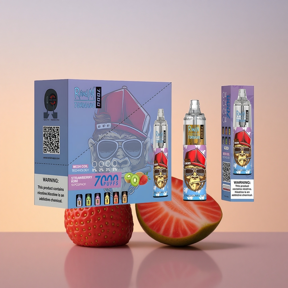 RandM Fumot Tornado 7000 Puffs Jagoda Kivi Mrežasta Tuljava 14 ML Zračno Nastavljiva