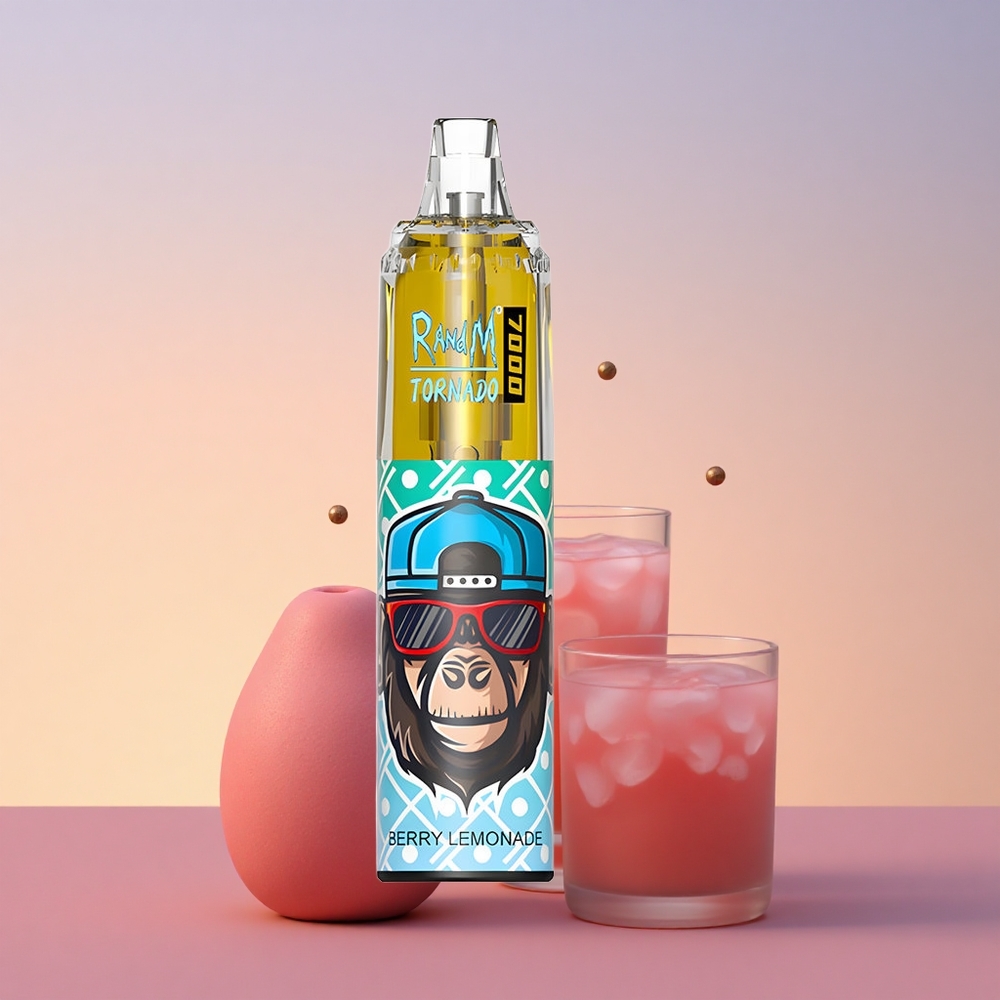 RandM Fumot Tornado 7000 Puffs Jagodna Limonada z Mešičasto Navitjo in Nastavljivim Zrakom