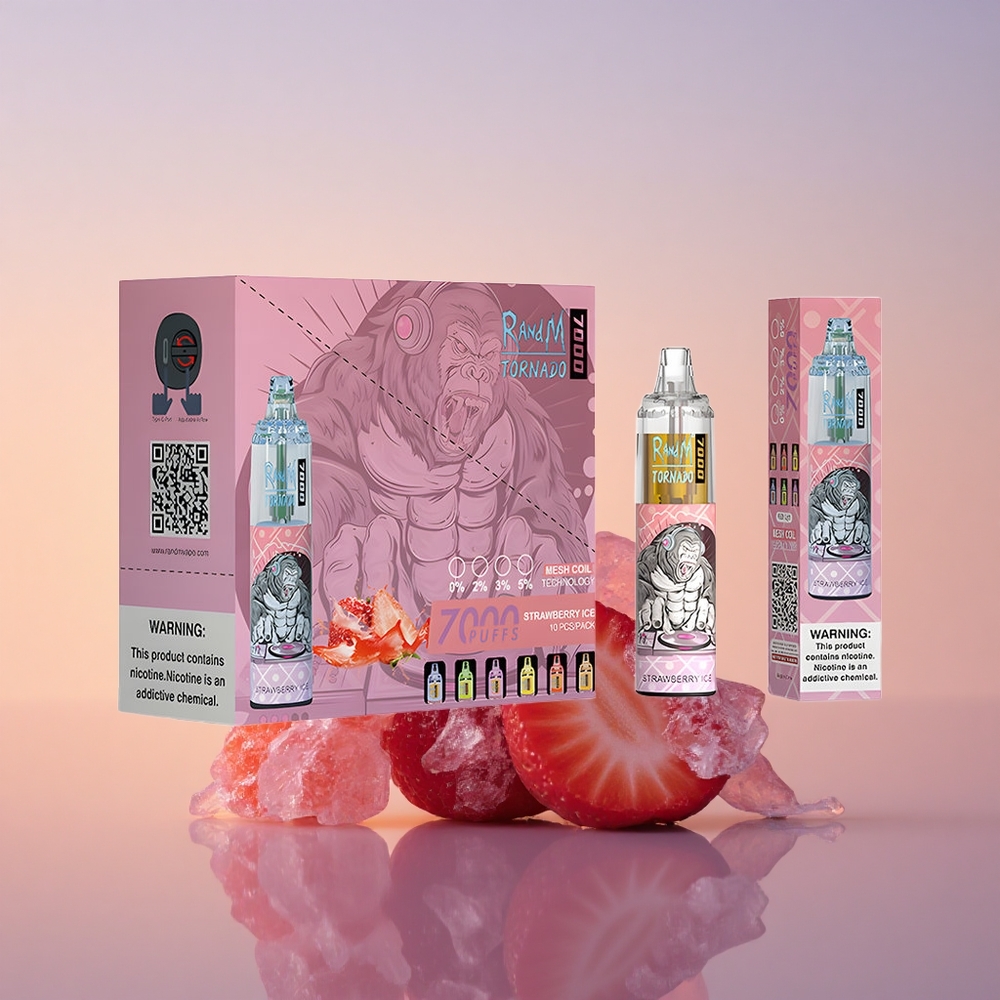 RandM Fumot Tornado 7000 Puffs Jagodni Led z Mesh Coil in 14 ML E-tekočina