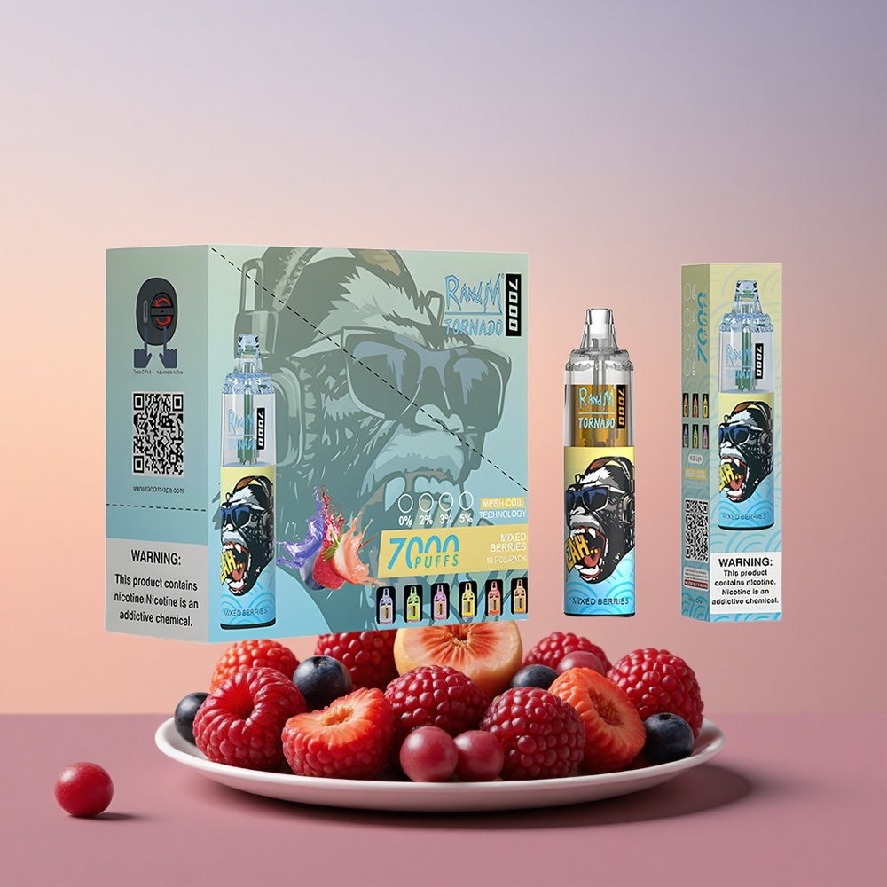 RandM Fumot Tornado 7000 Puffs Mešane Jagode z Mesh Coil in 14 ML E-tekočino