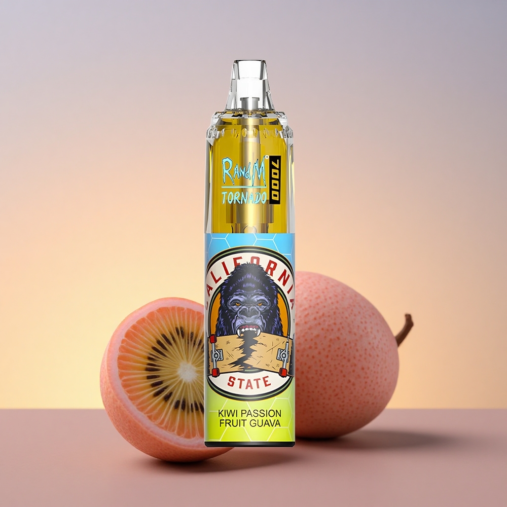 RandM Fumot Tornado 7000 Puffs Pasijonasti Guava Kiwi z 850 MAH in Mesh Coil