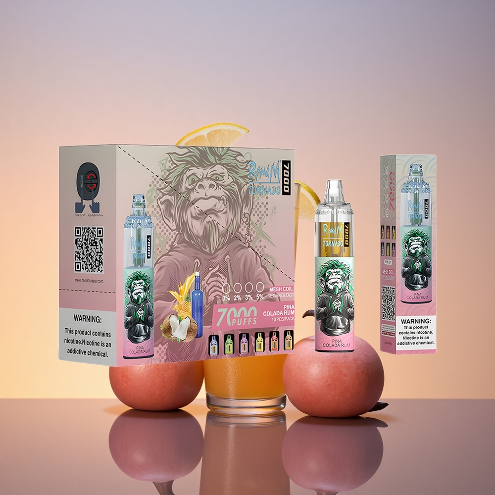 RandM Fumot Tornado 7000 Puffs Pina Kolada Rum 14 ML Mrežasta Tuljava Tip-C