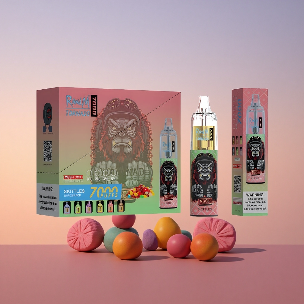 RandM Fumot Tornado 7000 Puffs Skittles 7000 Pufov RGB Svetloba
