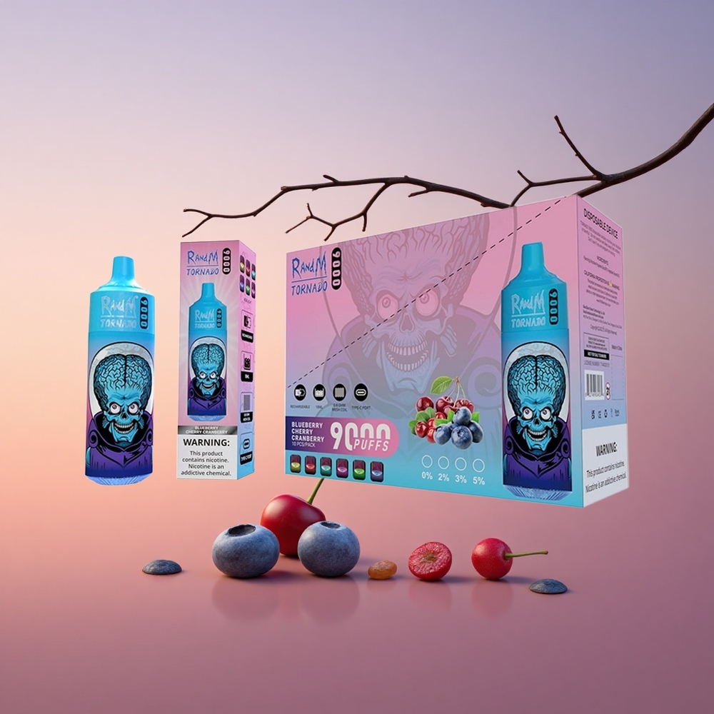 RandM Fumot Tornado 9000 Puffs Borova Bezga Brusnica 9000 Puffov 18 mL Mrežasta Tuljava