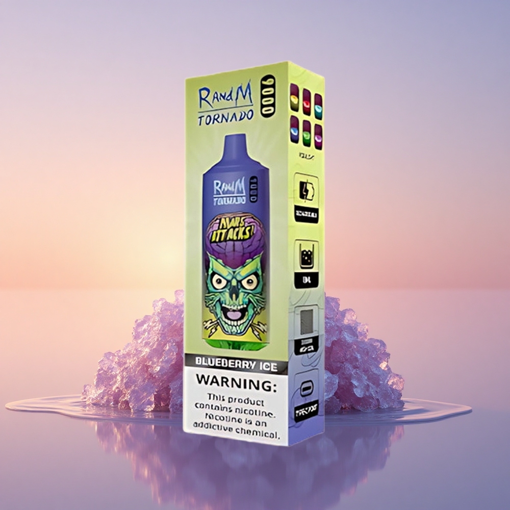 RandM Fumot Tornado 9000 Puffs Borovnični Led z Mešično Tuljavo in RGB Zaslonom