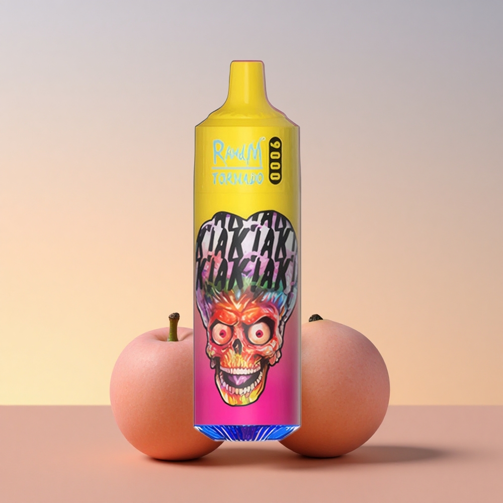 RandM Fumot Tornado 9000 Puffs Breskova Mango Ananas z RGB zaslonom in 18 mL tekočine