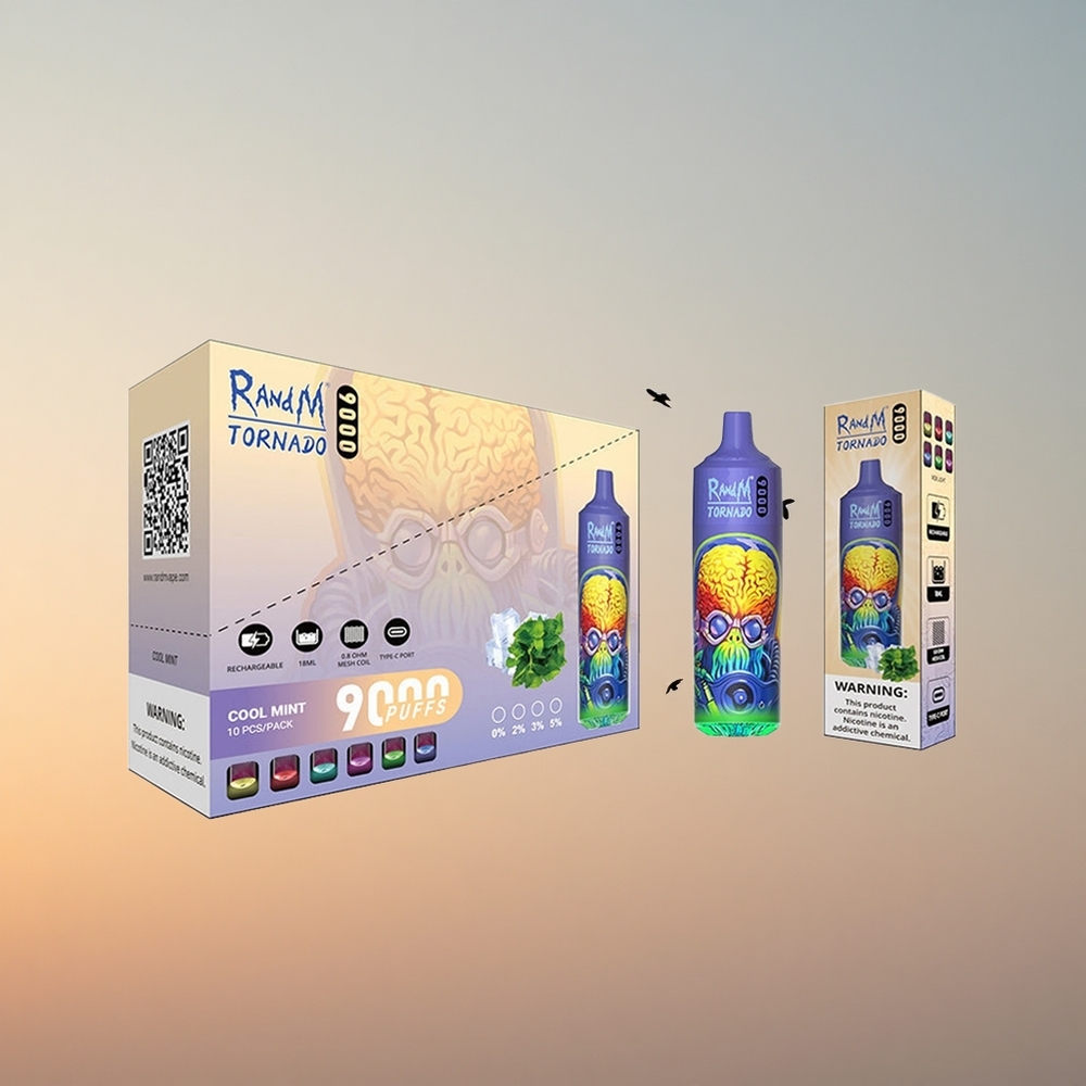 RandM Fumot Tornado 9000 Puffs Hladna Meta Mrežasta 18 mL RGB