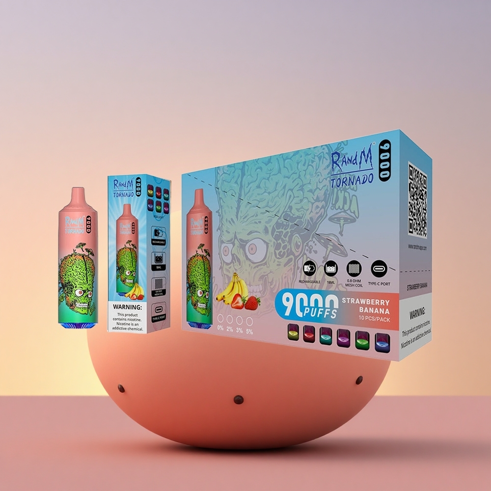 RandM Fumot Tornado 9000 Puffs Jagoda Banana Mrežasta Tuljava RGB