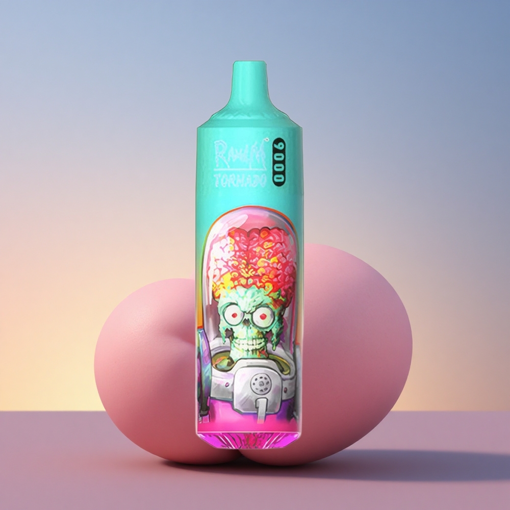 RandM Fumot Tornado 9000 Puffs Modra Kisla Malina z Mrežno Tuljavo in RGB Zaslonom