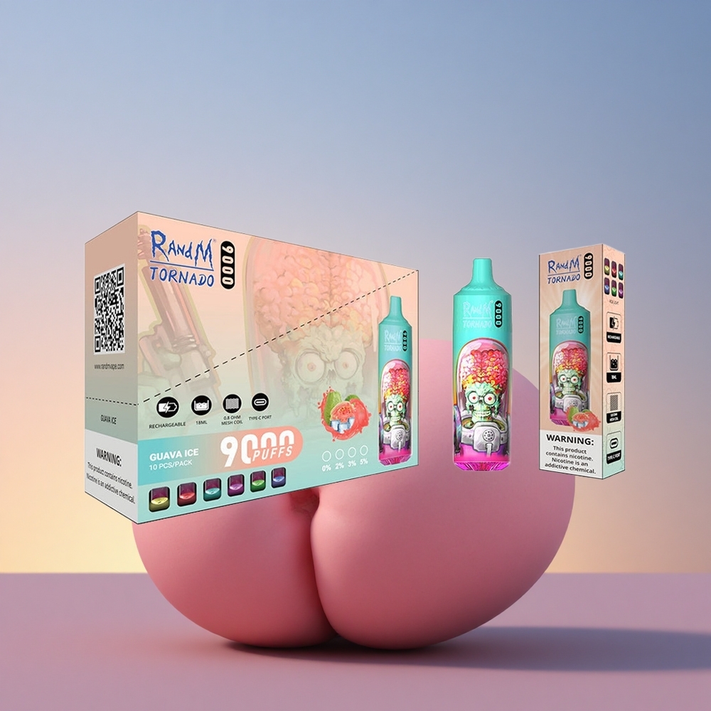 RandM Fumot Tornado 9000 Puffs Modra Kisla Malina z Mrežno Tuljavo in RGB Zaslonom