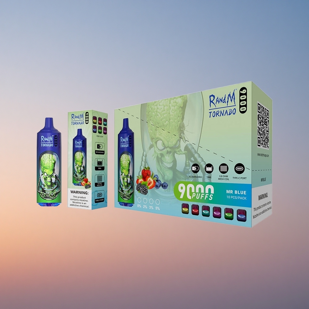 RandM Fumot Tornado 9000 Puffs Modri Mozaik 9000 Pufov 18 mL Mrežasta Tuljava