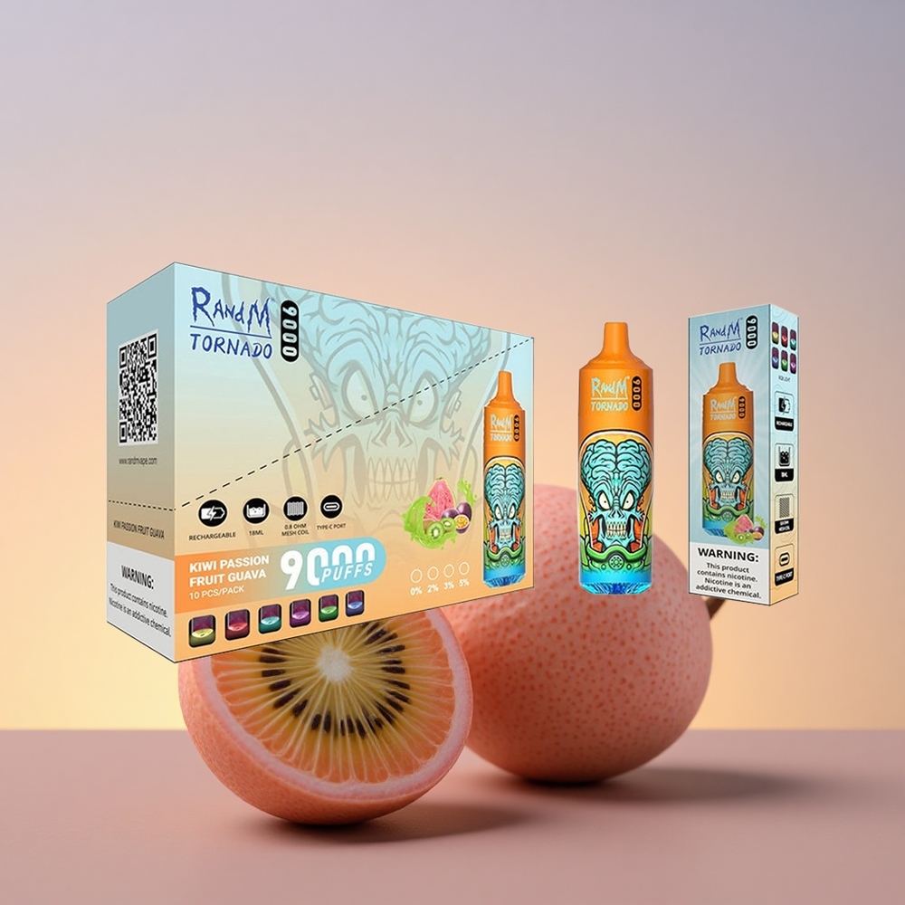 RandM Fumot Tornado 9000 Puffs Pasijonasti Guava z Mešanico 9000 Pufov 18 mL RGB