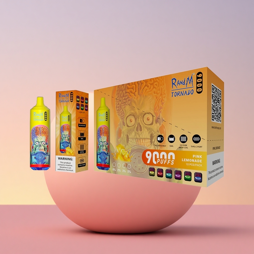 RandM Fumot Tornado 9000 Puffs Roza Limonada z Mešanico in RGB Displejem